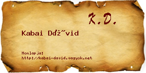 Kabai Dávid névjegykártya